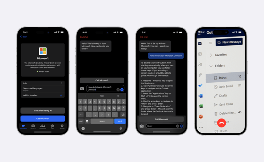 Be My Eyes Service AI screenshots of Microsoft customer